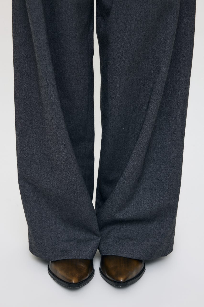 BELTED WIDE TUCK パンツ GRY 2