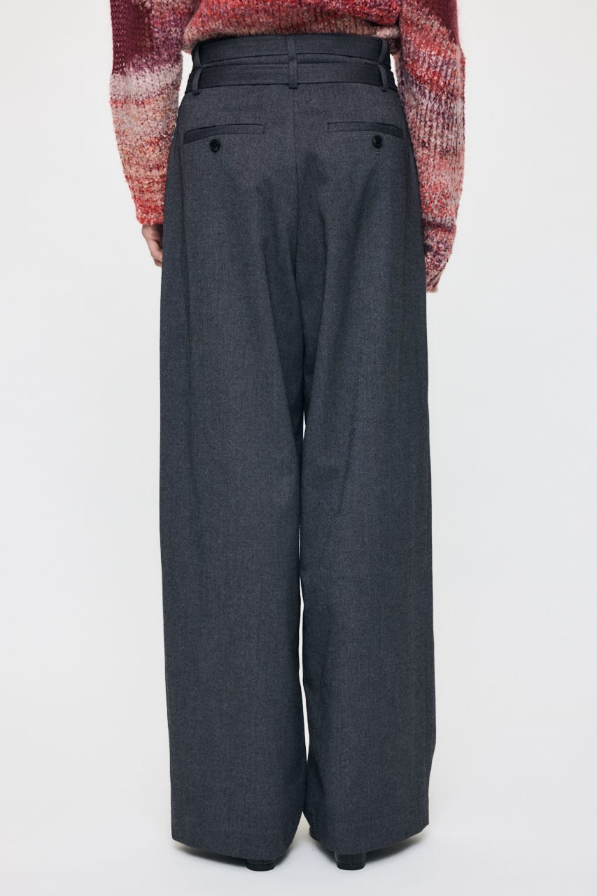BELTED WIDE TUCK パンツ GRY 2