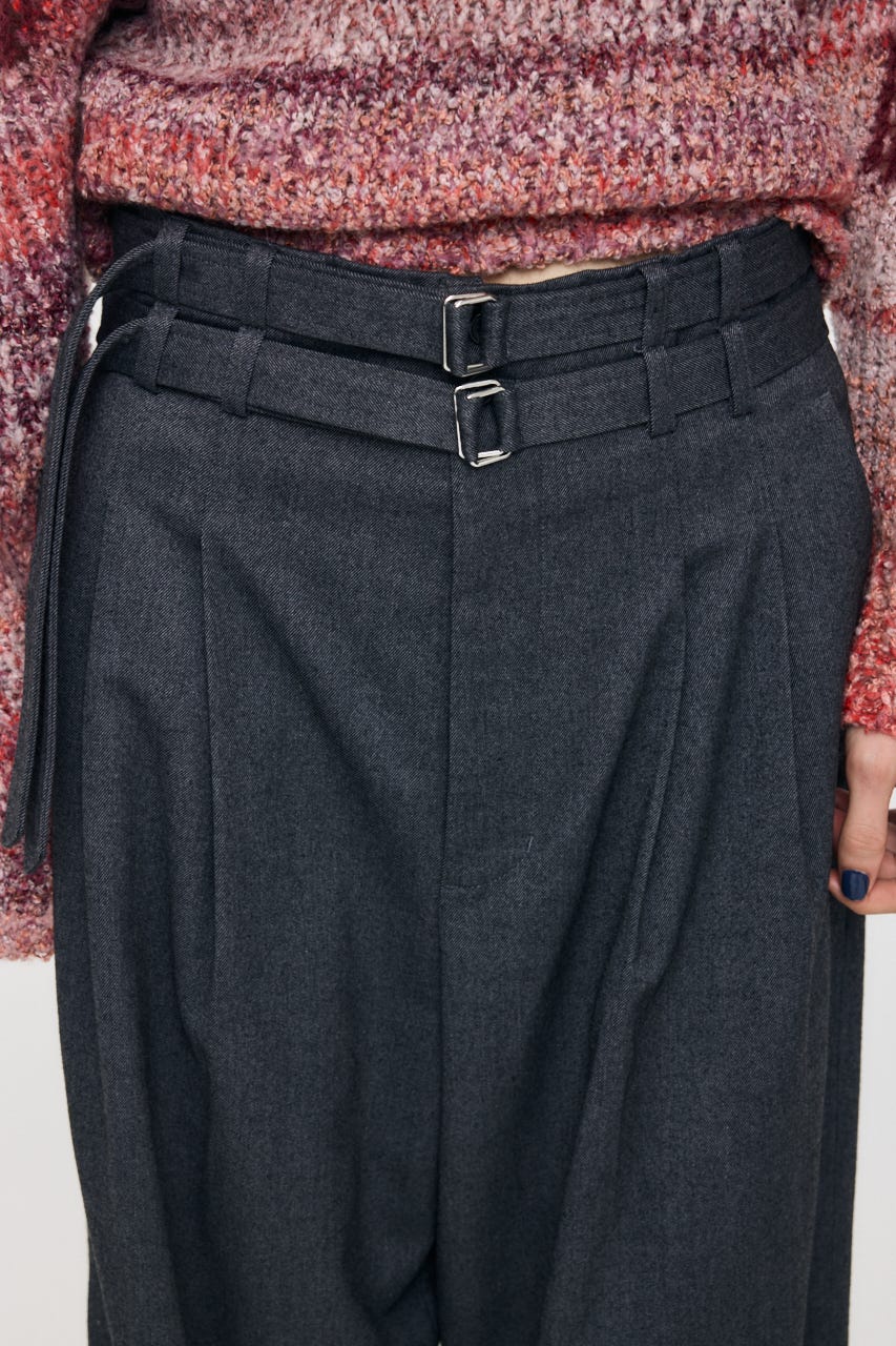 BELTED WIDE TUCK パンツ GRY 2