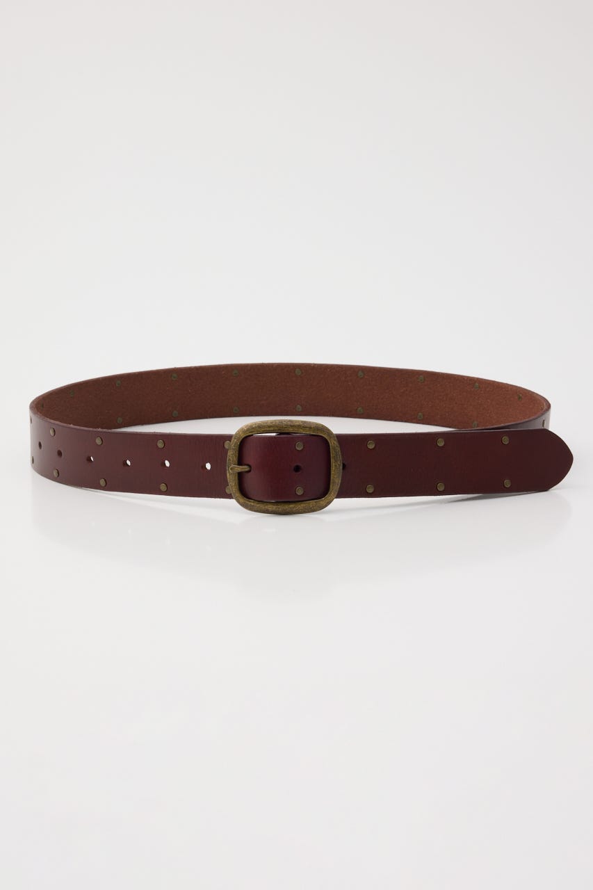 DOUBLE STUDS LEATHER ベルト BRN FREE