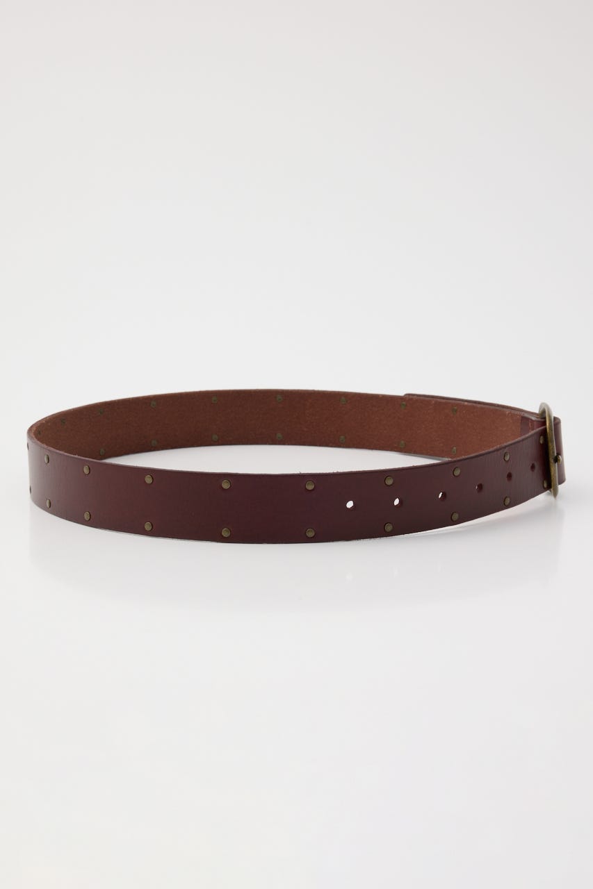 DOUBLE STUDS LEATHER ベルト BRN FREE