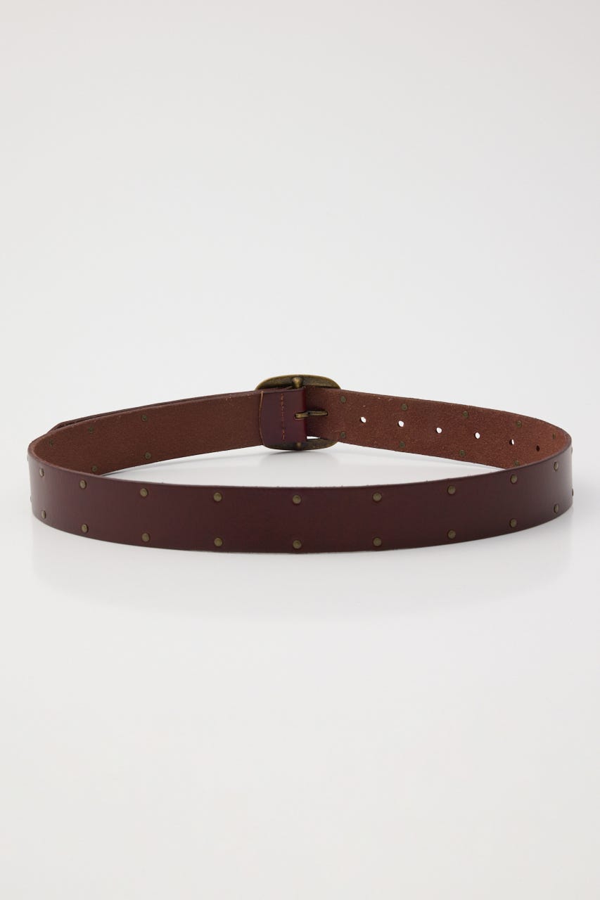 DOUBLE STUDS LEATHER ベルト BRN FREE