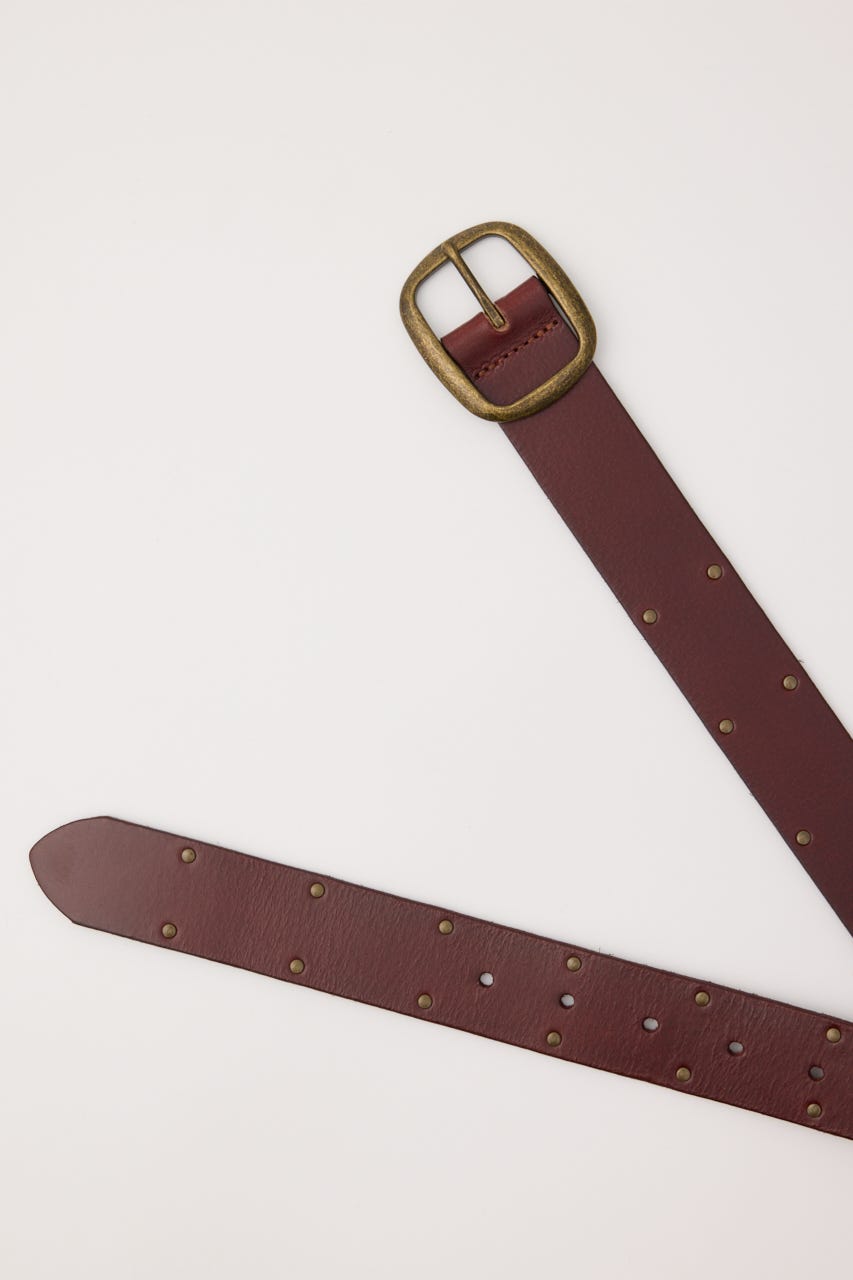 DOUBLE STUDS LEATHER ベルト BRN FREE