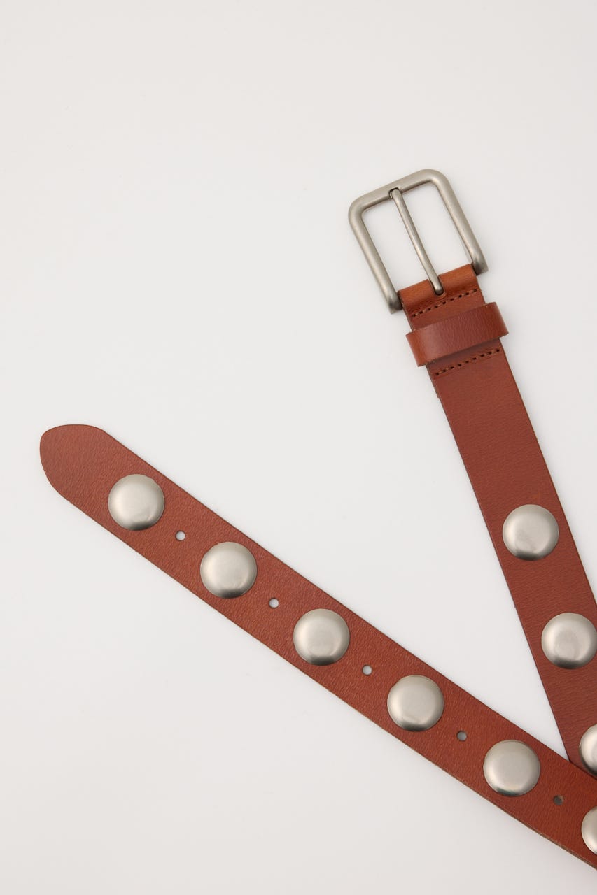 STUDS LEATHER ベルト BRN FREE