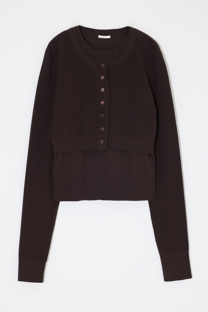 LAYERED LIKE BUTTON UP ニット D/BRN FREE
