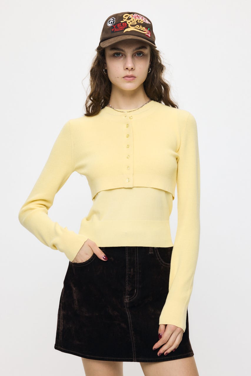 LAYERED LIKE BUTTON UP ニット L/YEL FREE