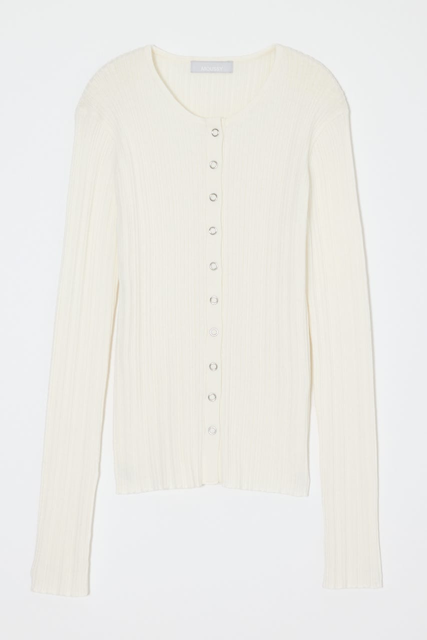 CONTRAST TRIM BUTTON ニット O/WHT FREE