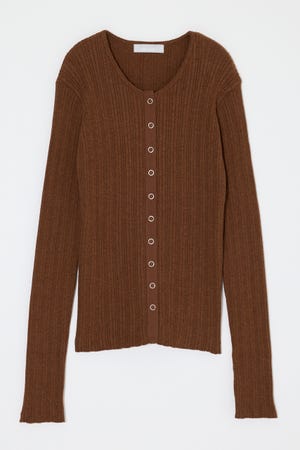 CONTRAST TRIM BUTTON ニット