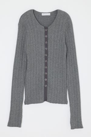 CONTRAST TRIM BUTTON ニット