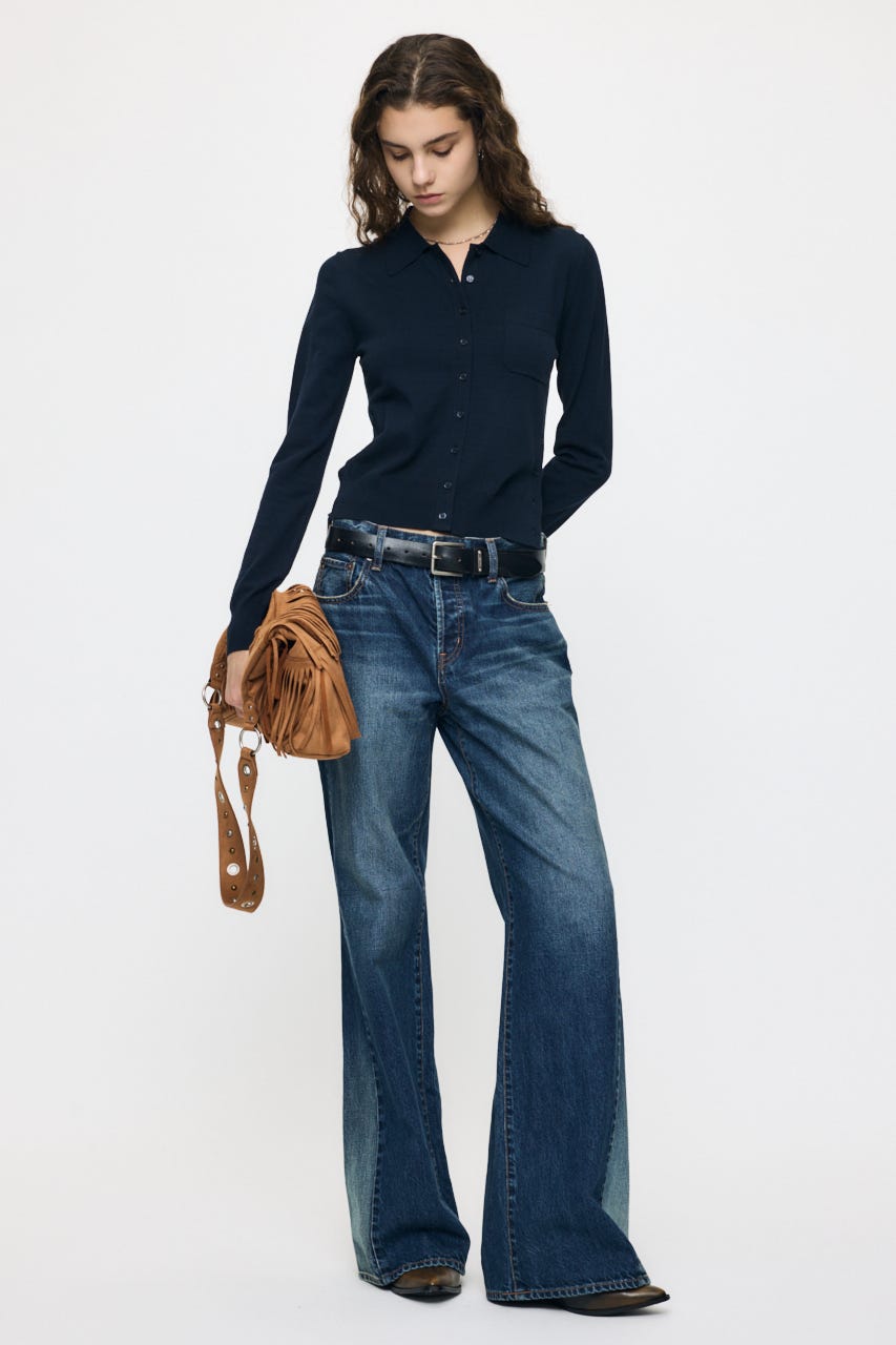 MANY WAY BUTTON KNIT シャツ D/NVY FREE
