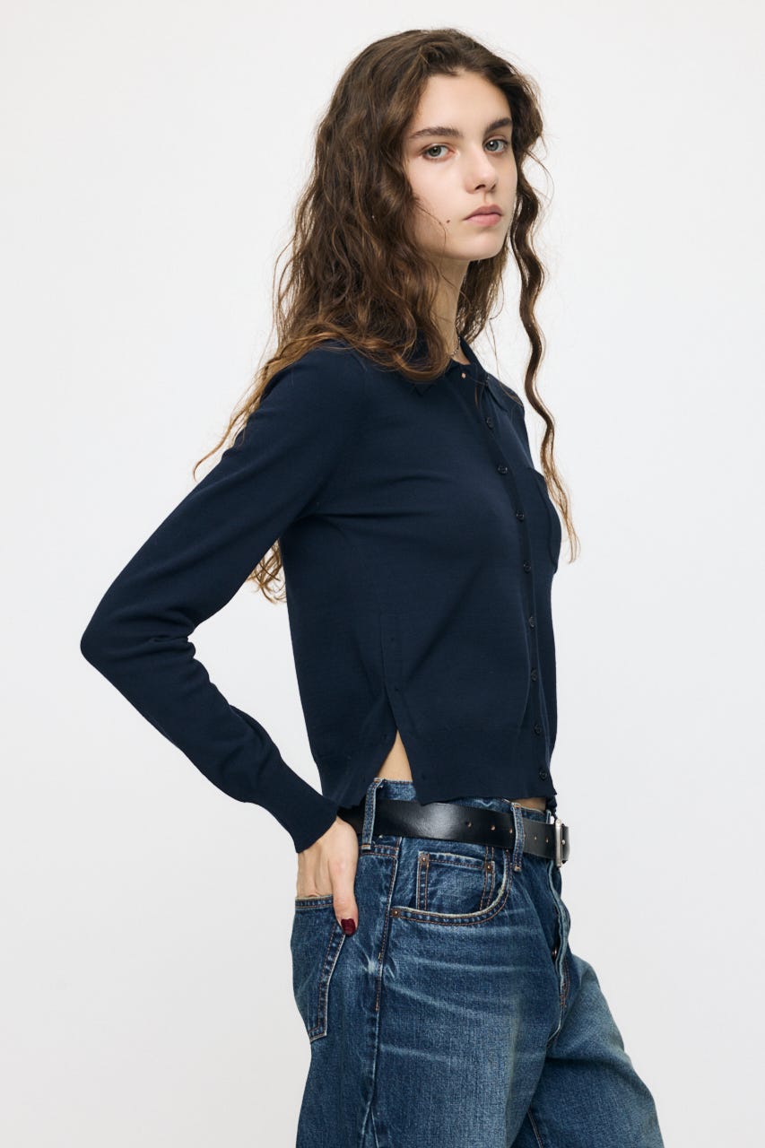 MANY WAY BUTTON KNIT シャツ D/NVY FREE