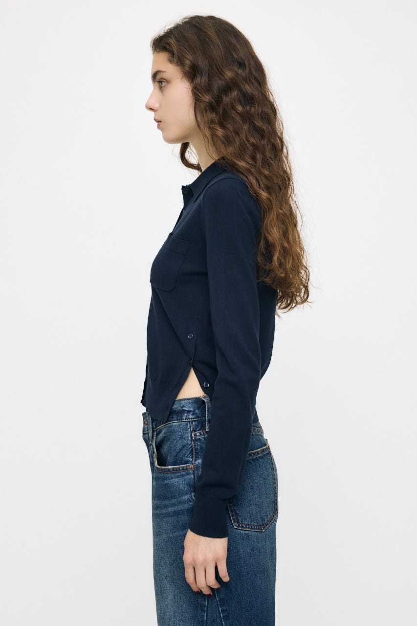 MANY WAY BUTTON KNIT シャツ D/NVY FREE