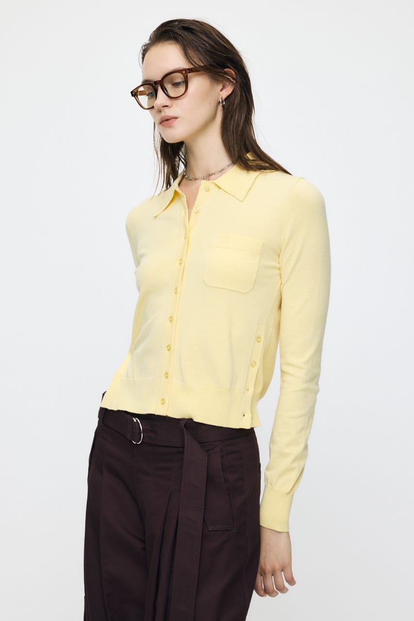 MANY WAY BUTTON KNIT シャツ L/YEL FREE