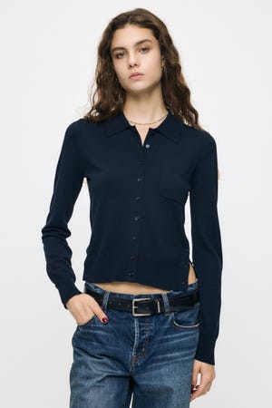 MANY WAY BUTTON KNIT シャツ