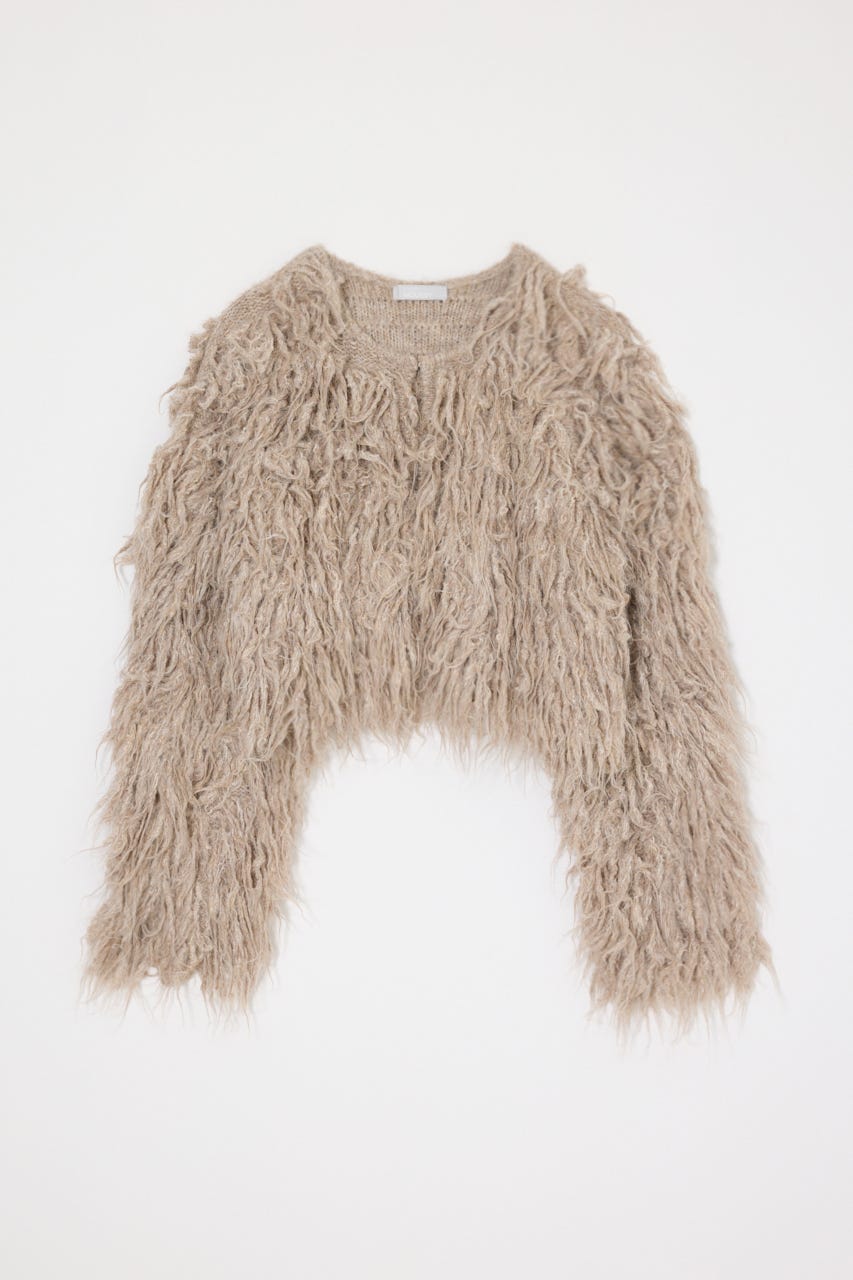 SHAGGY FEATHER カーディガン BEG 1