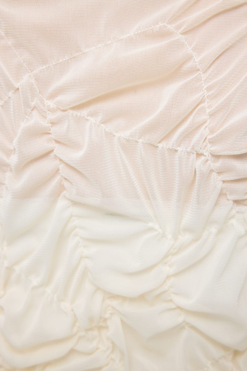 SHIRRING SHEER L/S Tシャツ IVOY FREE