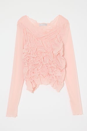 SHIRRING SHEER L/S Tシャツ