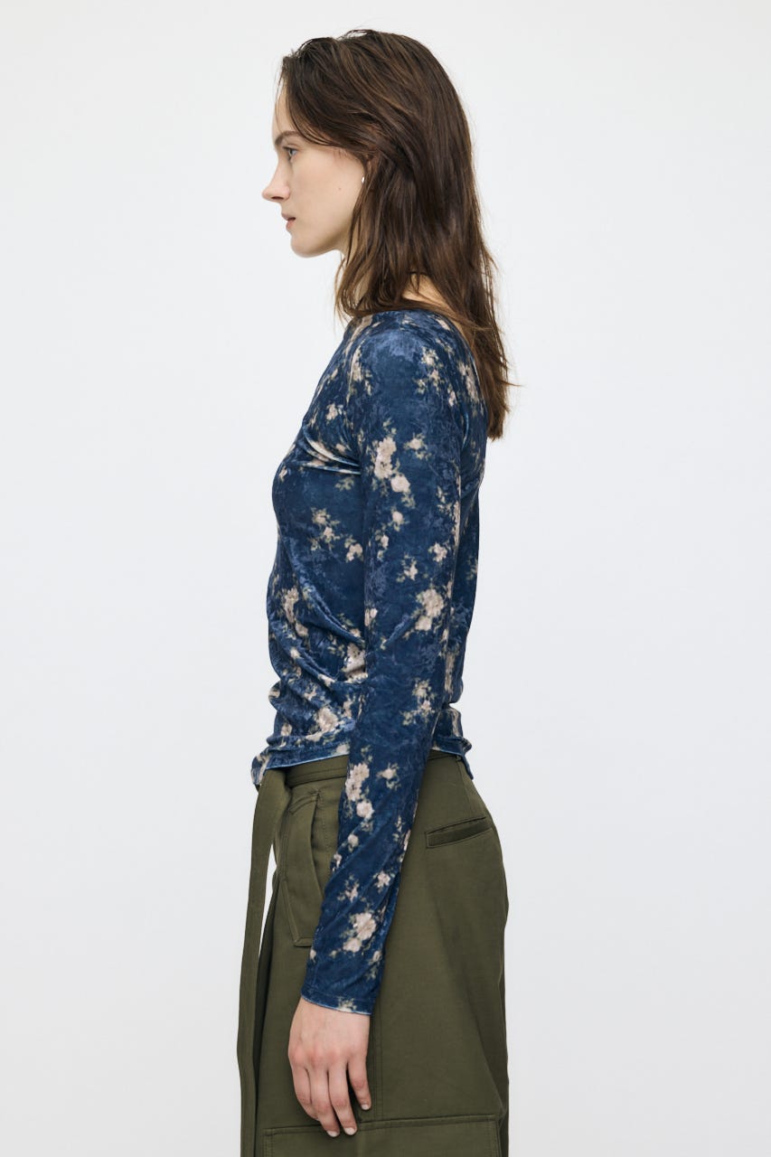 2WAY FLOWER VELOUR トップス NVY FREE