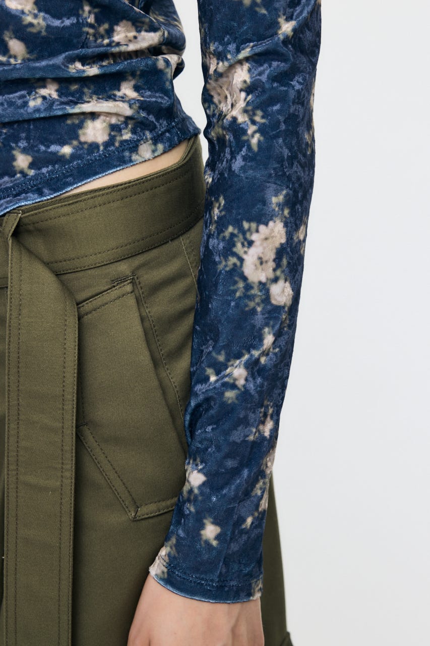 2WAY FLOWER VELOUR トップス NVY FREE