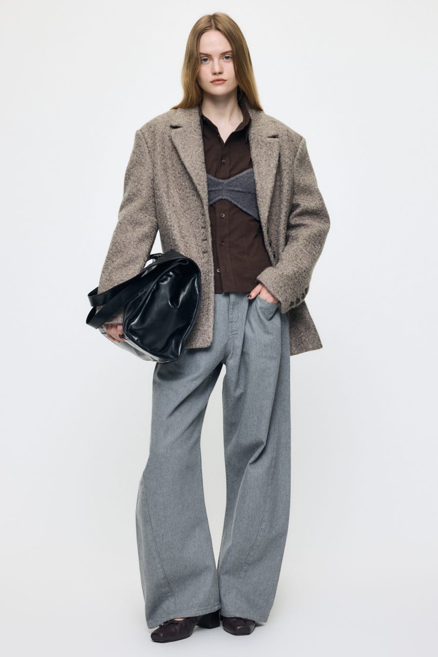 LOOSE WAIST CURVED ストレート GRY 0