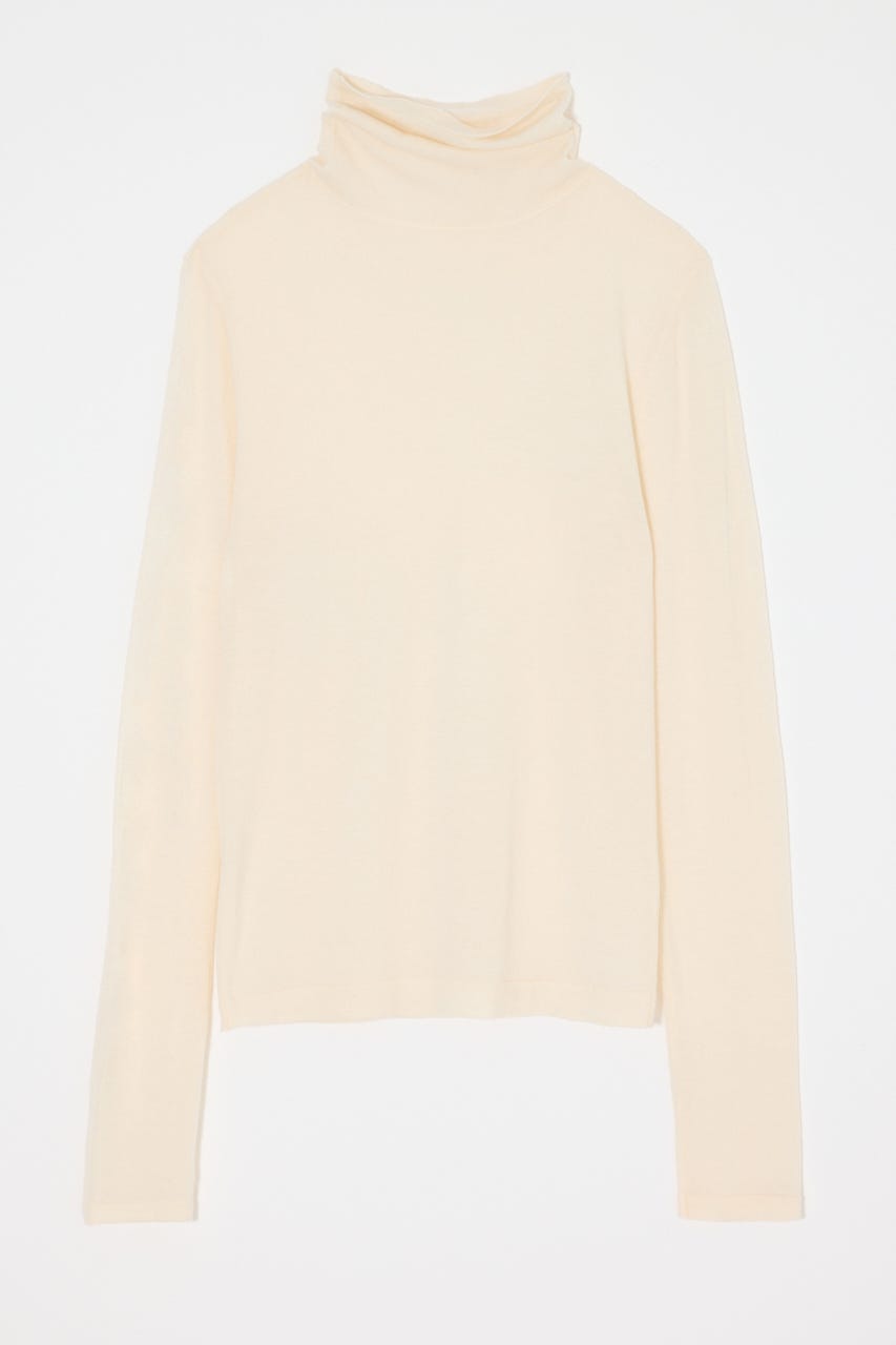 ES SHEER TURTLE KNIT トップス O/WHT FREE