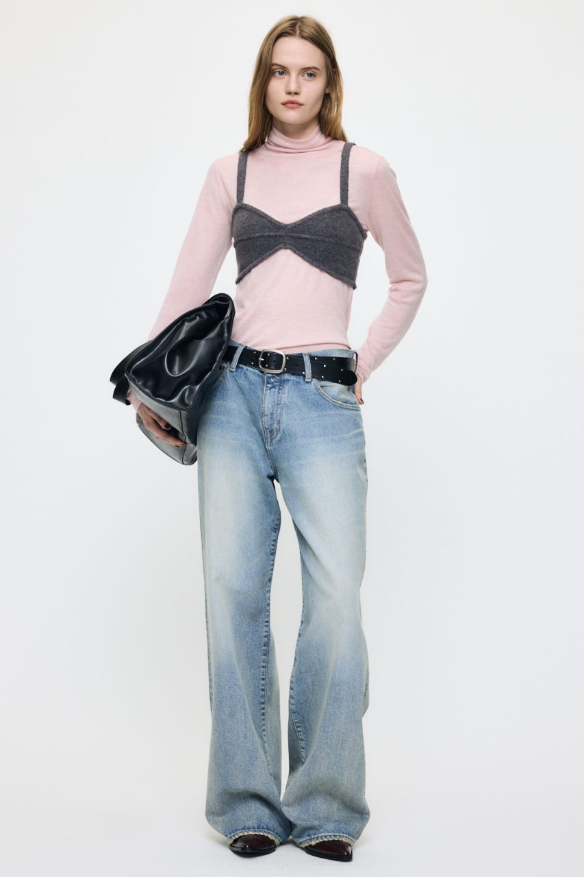 ES SHEER TURTLE KNIT トップス PNK FREE