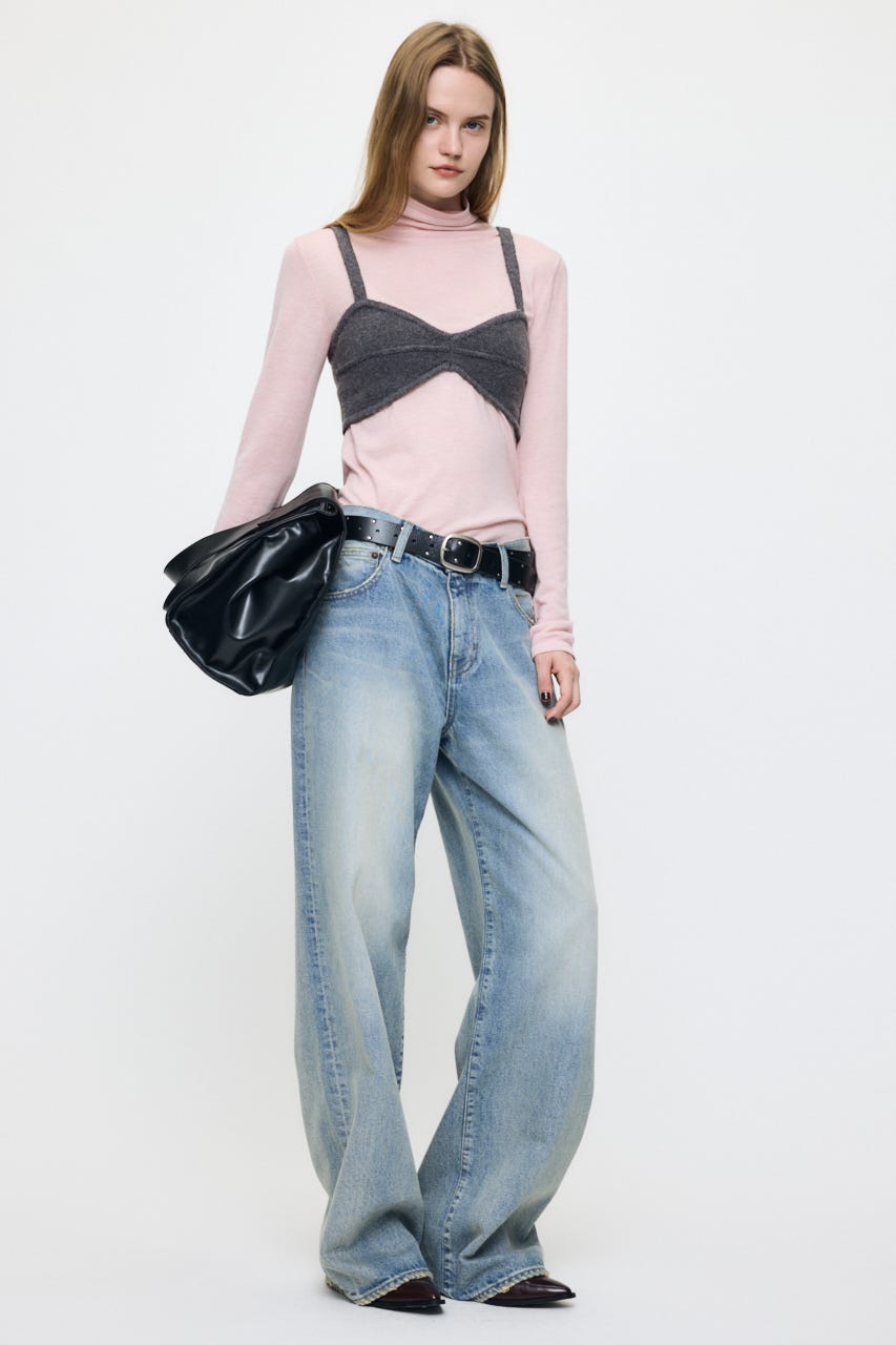 ES SHEER TURTLE KNIT トップス PNK FREE