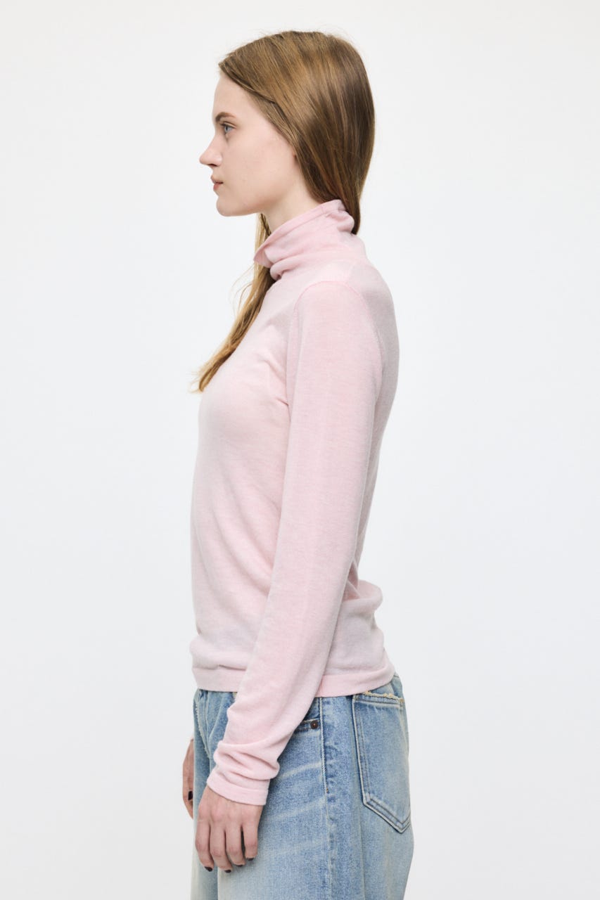ES SHEER TURTLE KNIT トップス PNK FREE