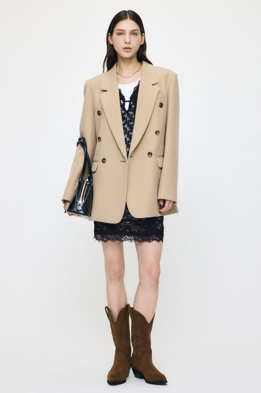 LACE LAYER トップス BLK FREE