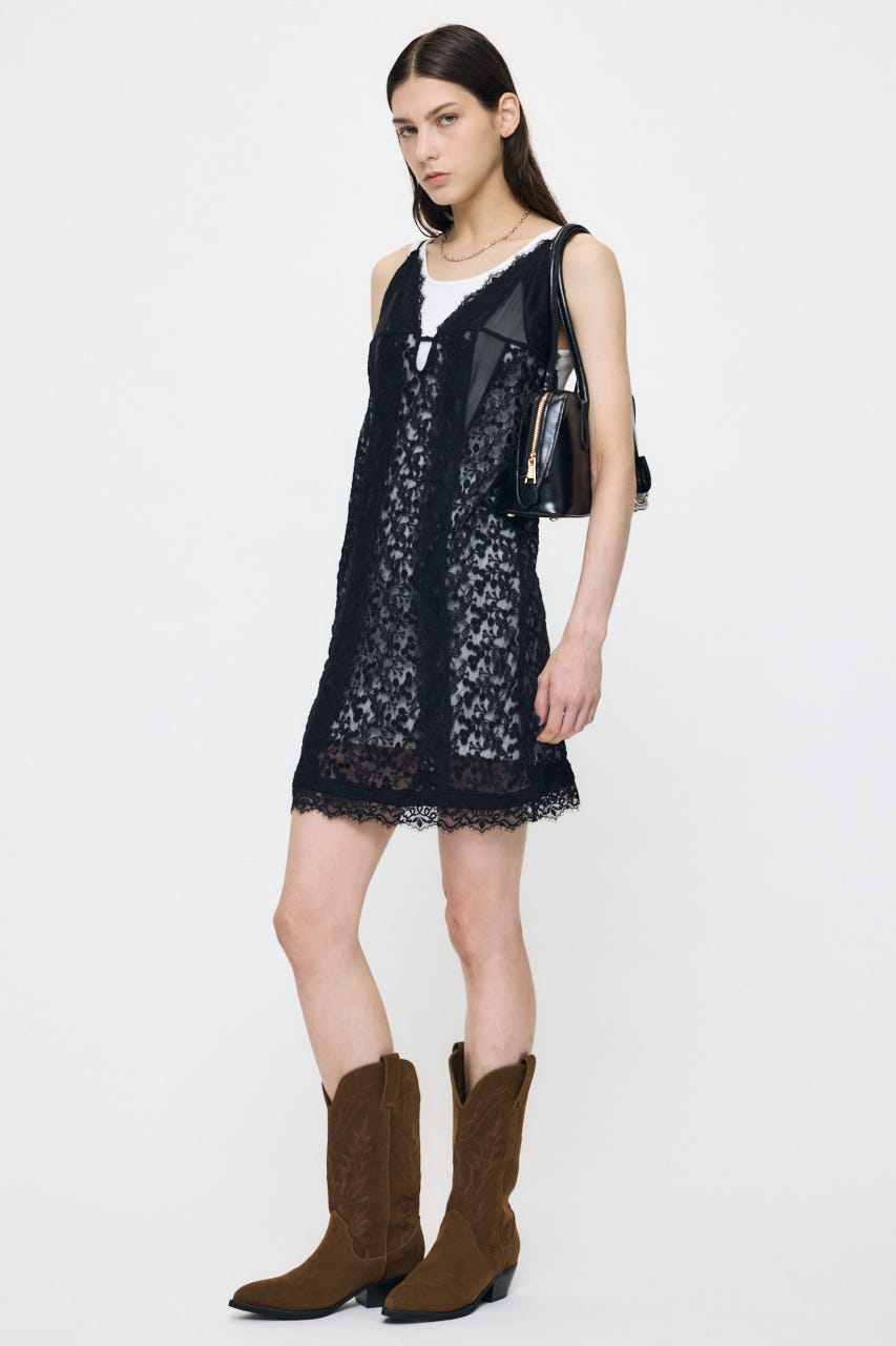LACE LAYER トップス BLK FREE