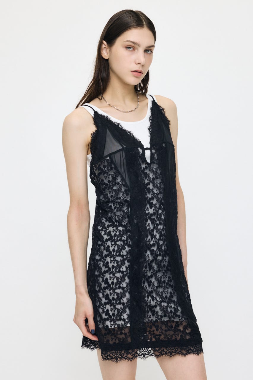 LACE LAYER トップス BLK FREE