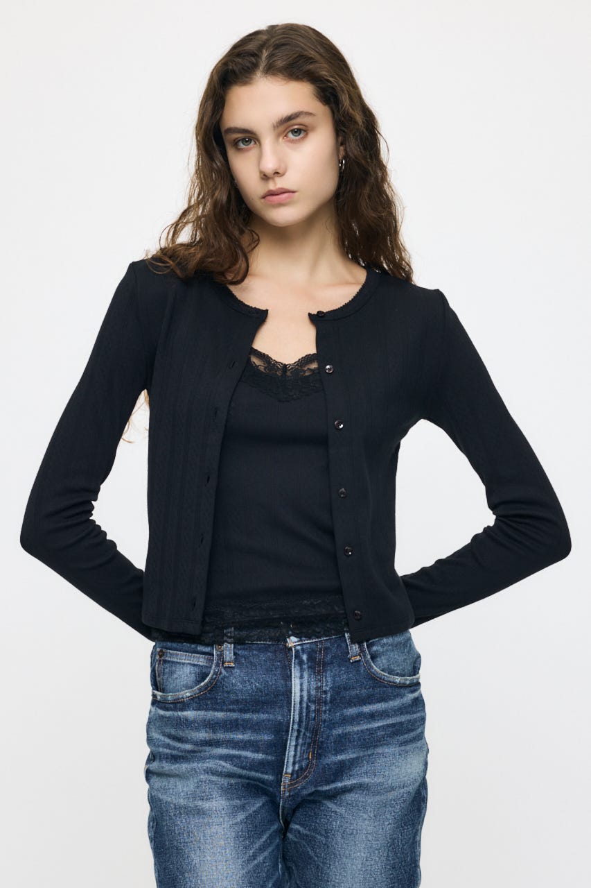 【WEB限定カラー】LACY CAMI AND カーディガン BLK FREE