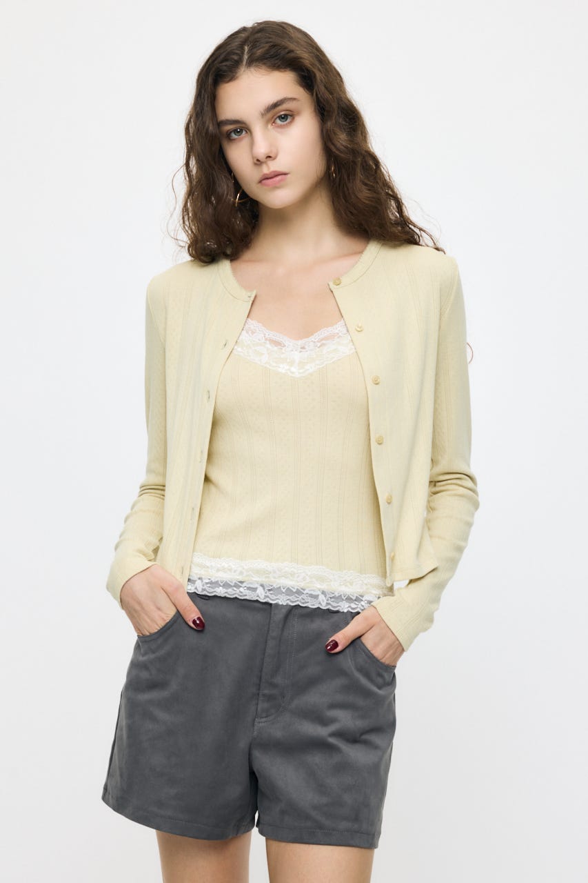LACY CAMI AND カーディガン L/YEL FREE
