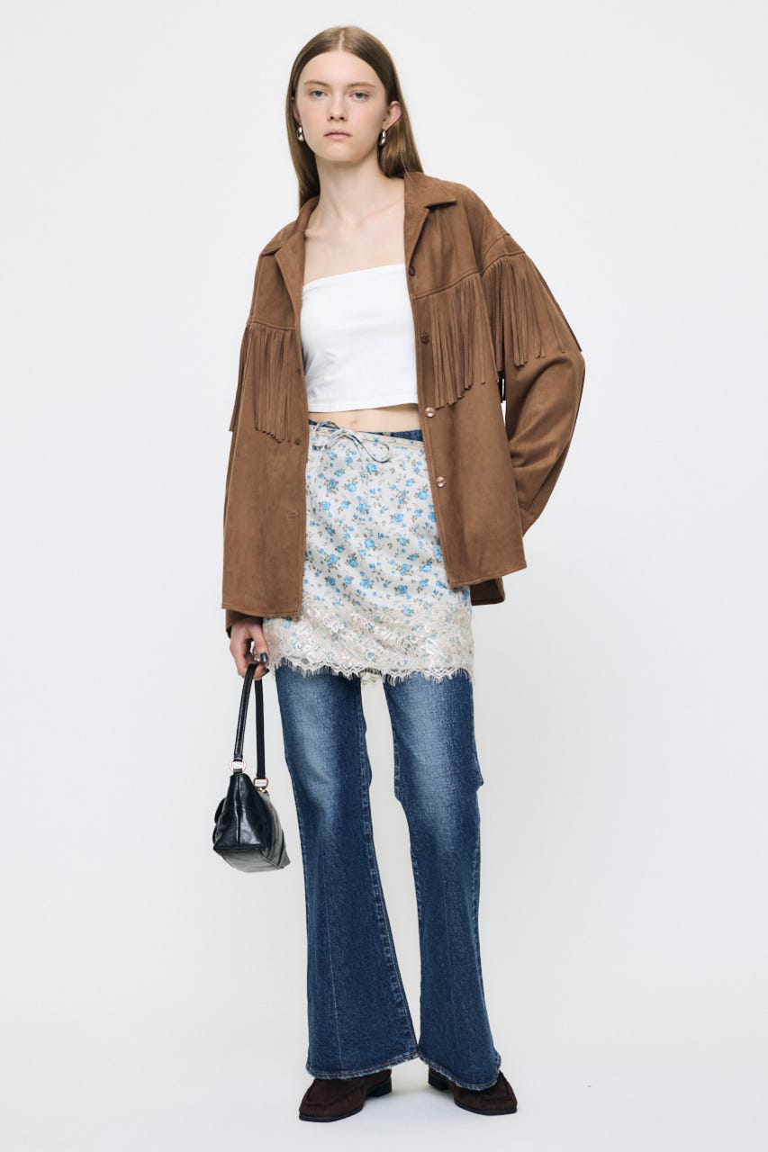 【AW予約アイテム】F/SUEDE FRINGE シャツ BEG 2