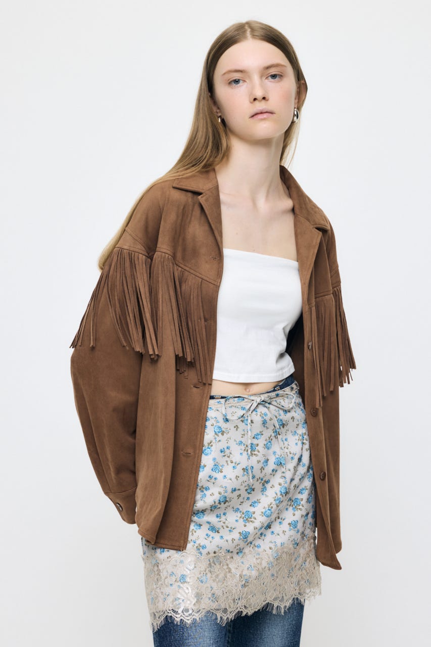 【AW予約アイテム】F/SUEDE FRINGE シャツ BEG 2