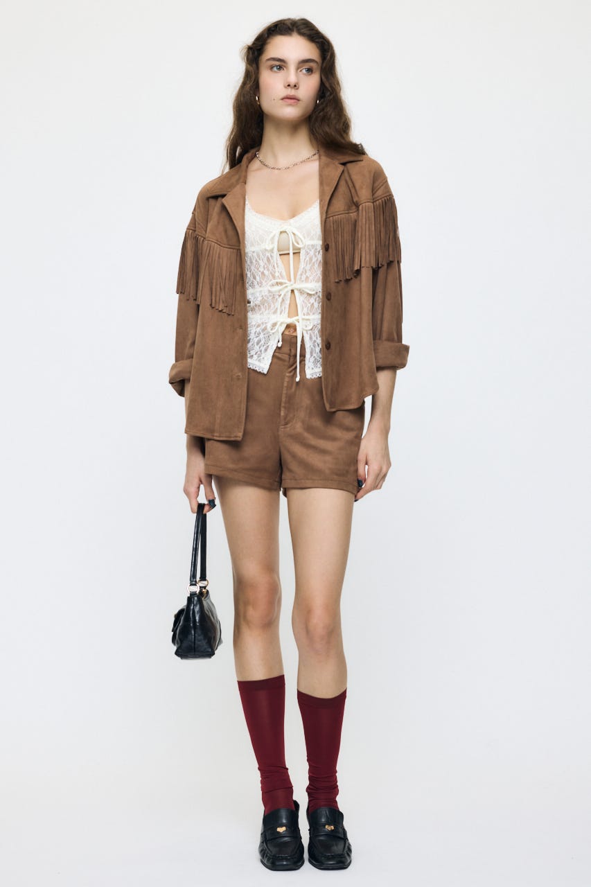 F/SUEDE FRINGE シャツ BEG 2