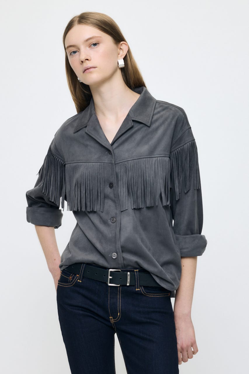 【AW予約アイテム】F/SUEDE FRINGE シャツ C.GRY 1
