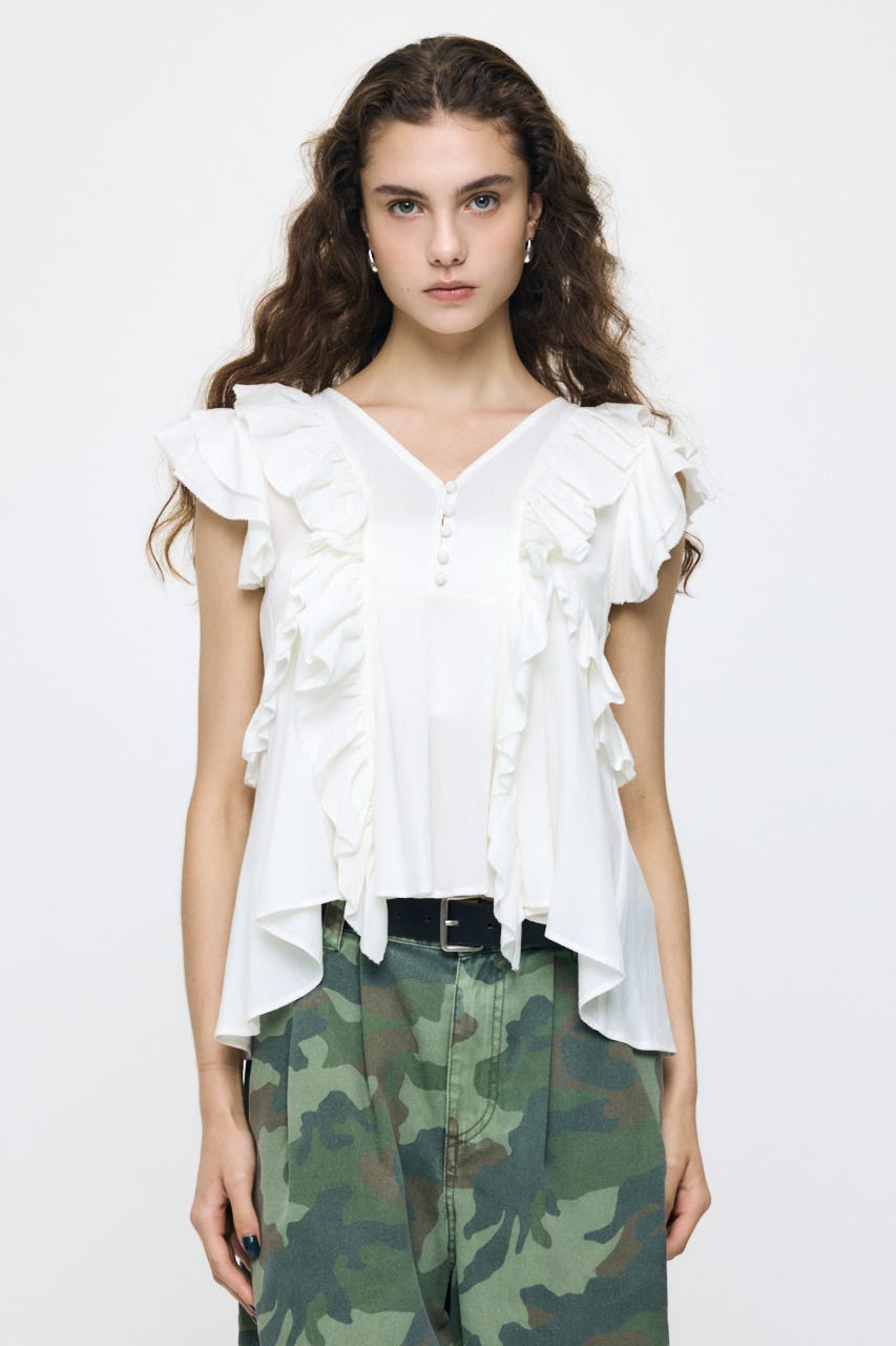 RUFFLE FRILL ブラウス WHT 2