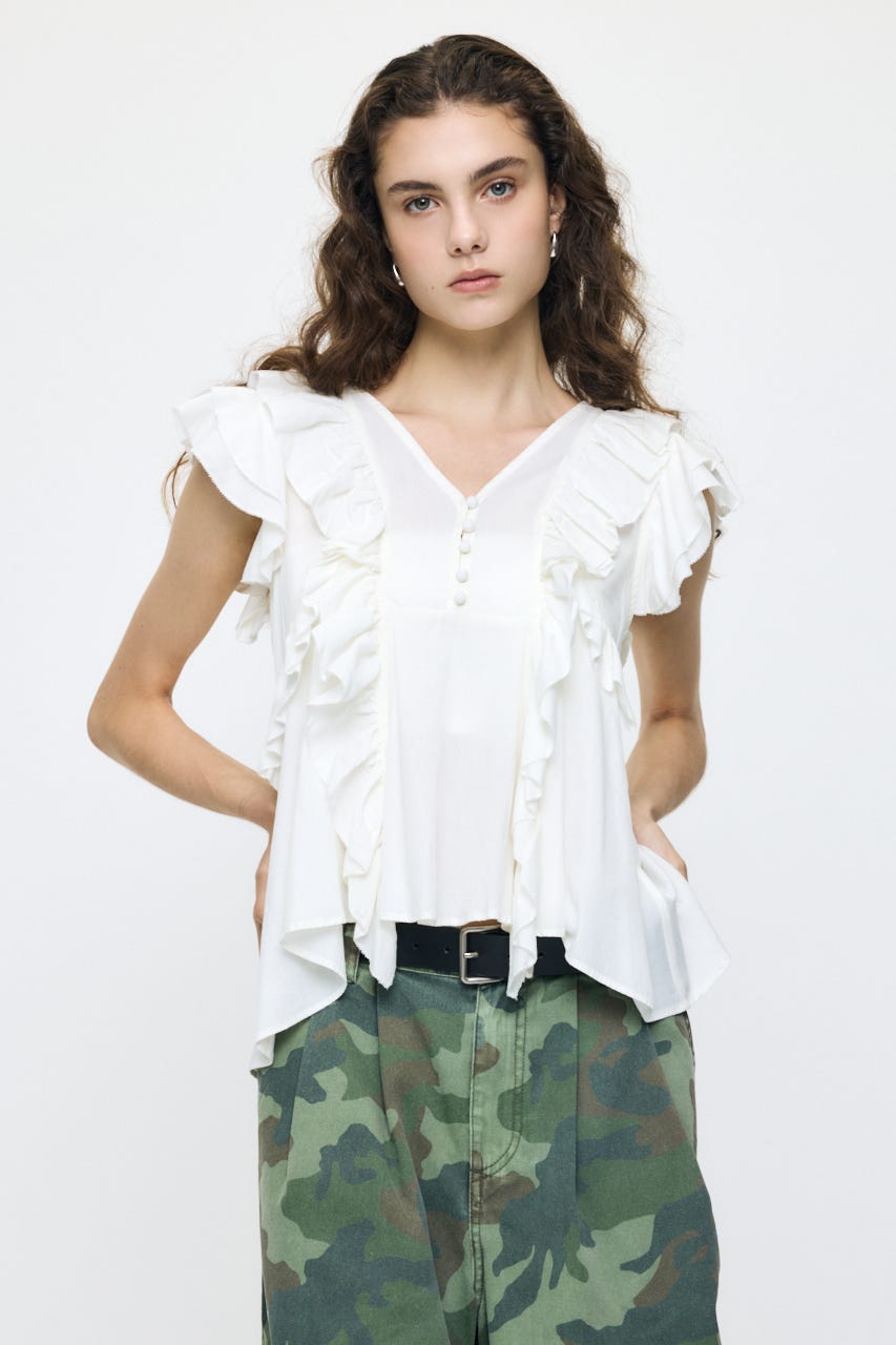 RUFFLE FRILL ブラウス WHT 2