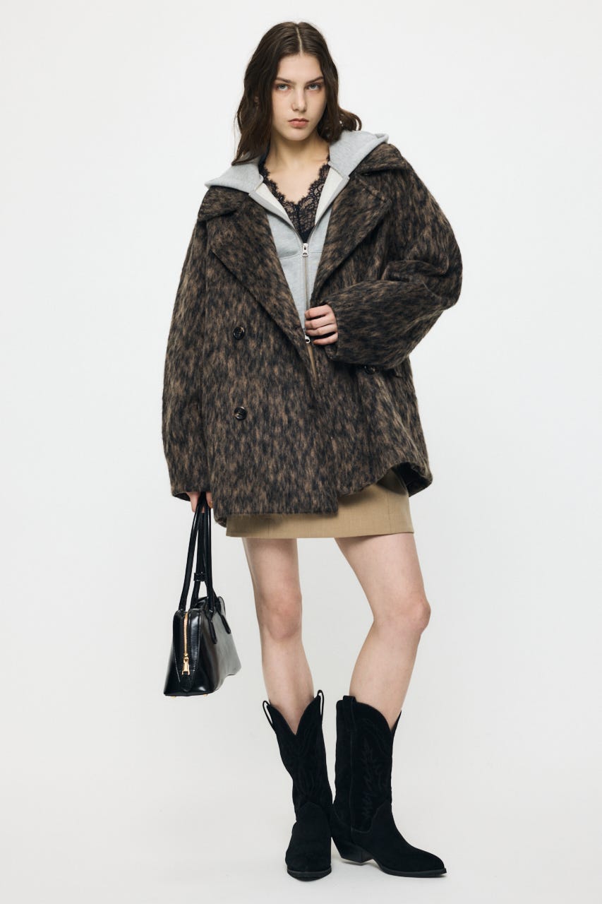BACK TUCK MIDI コート 柄BRN 2