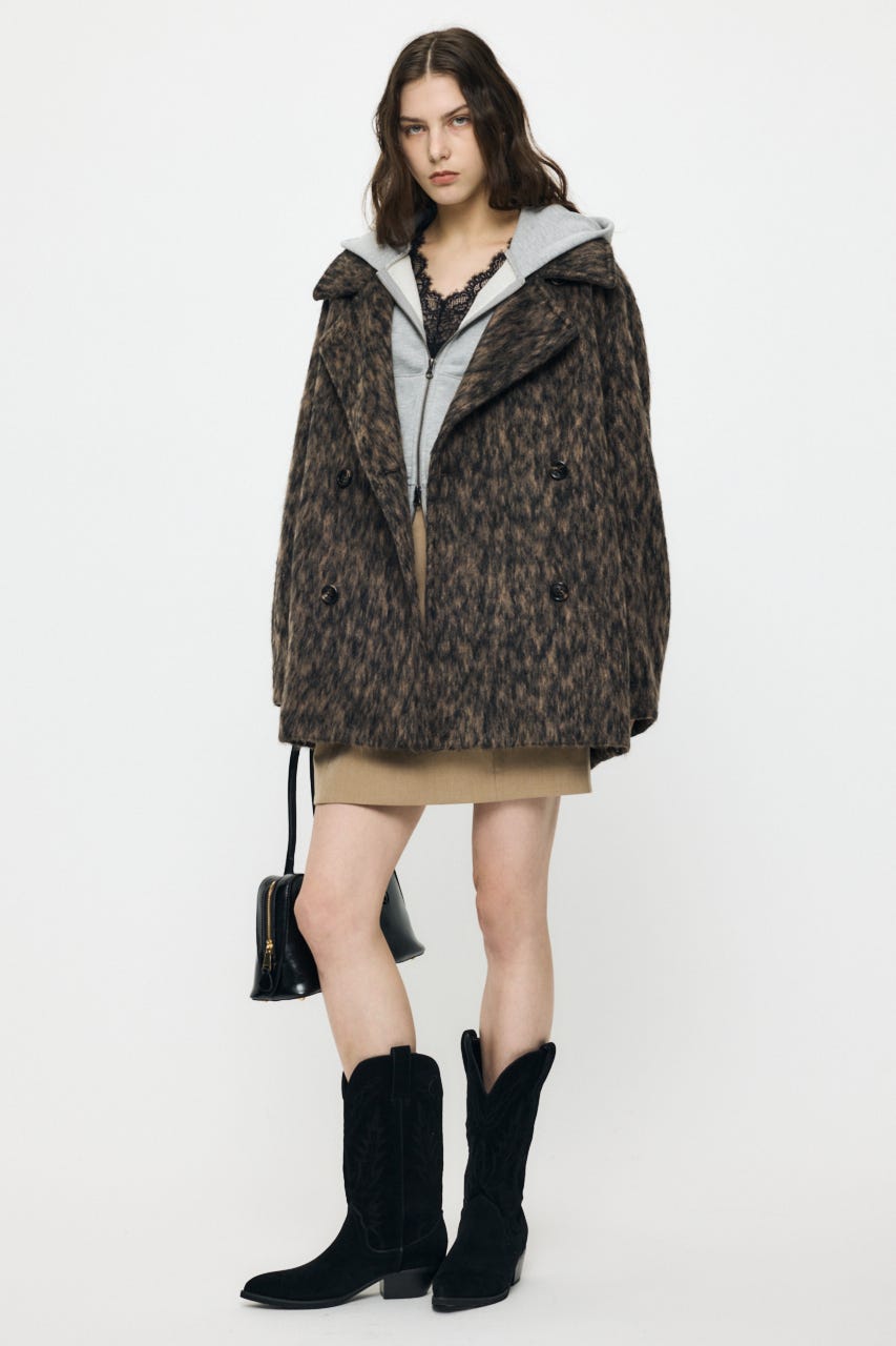 BACK TUCK MIDI コート 柄BRN 2
