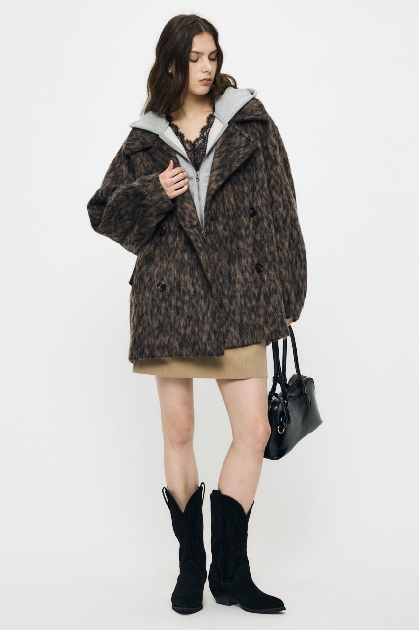 BACK TUCK MIDI コート 柄BRN 2