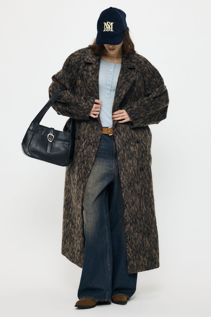 COCOON SLEEVE LONG コート 柄BRN 2