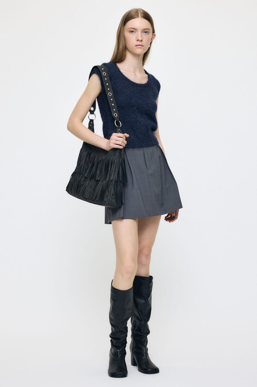 FLARE TUCKED MINI スカート C.GRY 1