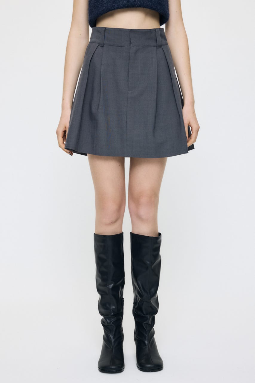 FLARE TUCKED MINI スカート C.GRY 1