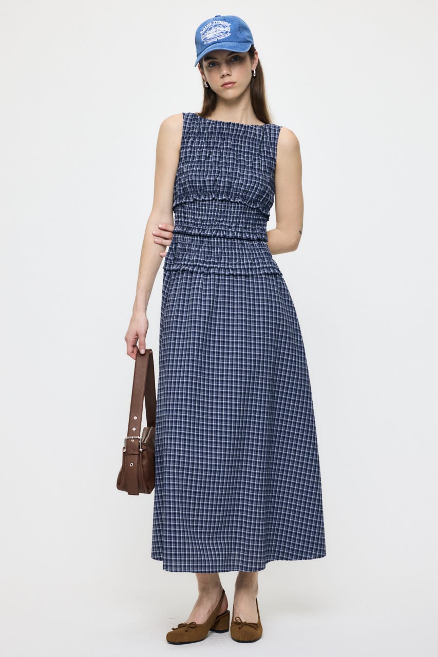 SLEEVELESS PLAID CHECK ドレス 柄BLU 2