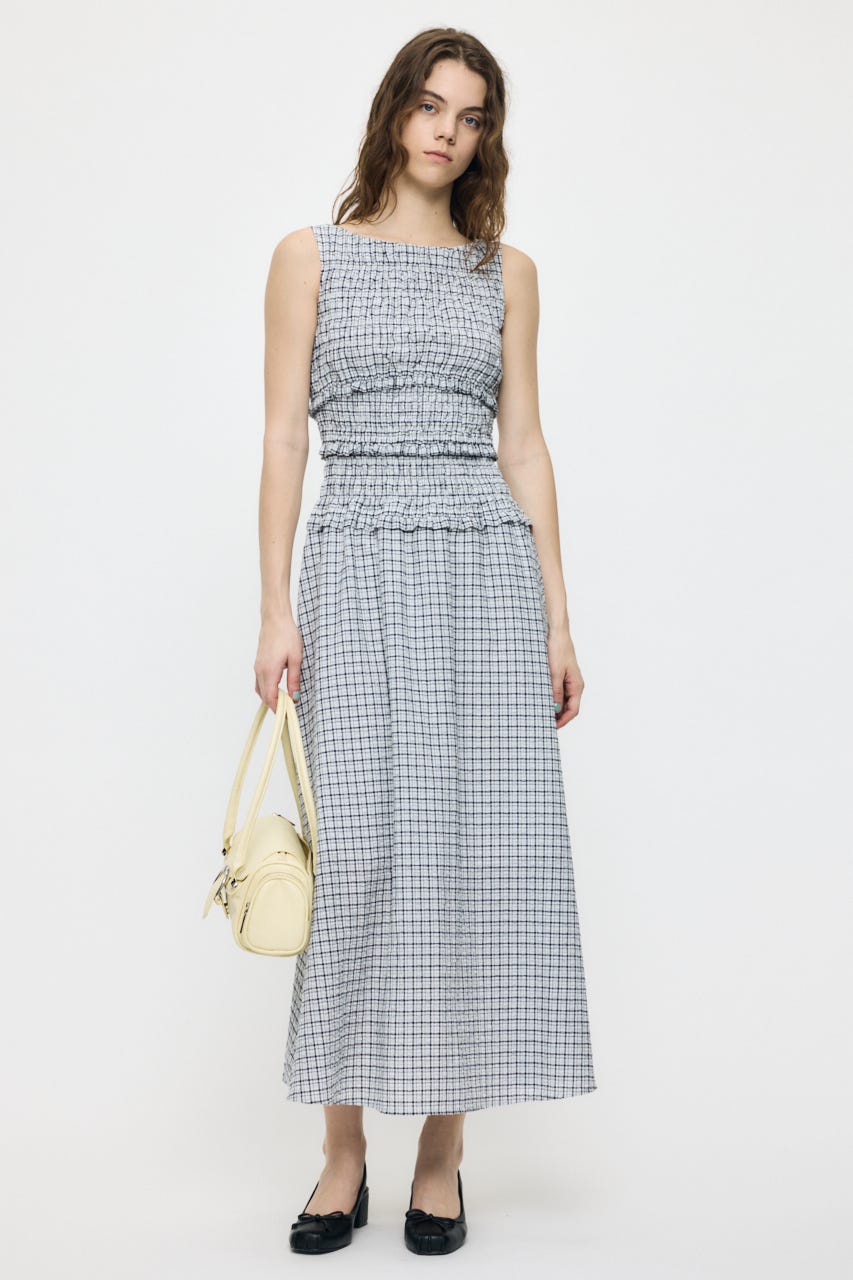 SLEEVELESS PLAID CHECK ドレス 柄WHT 1