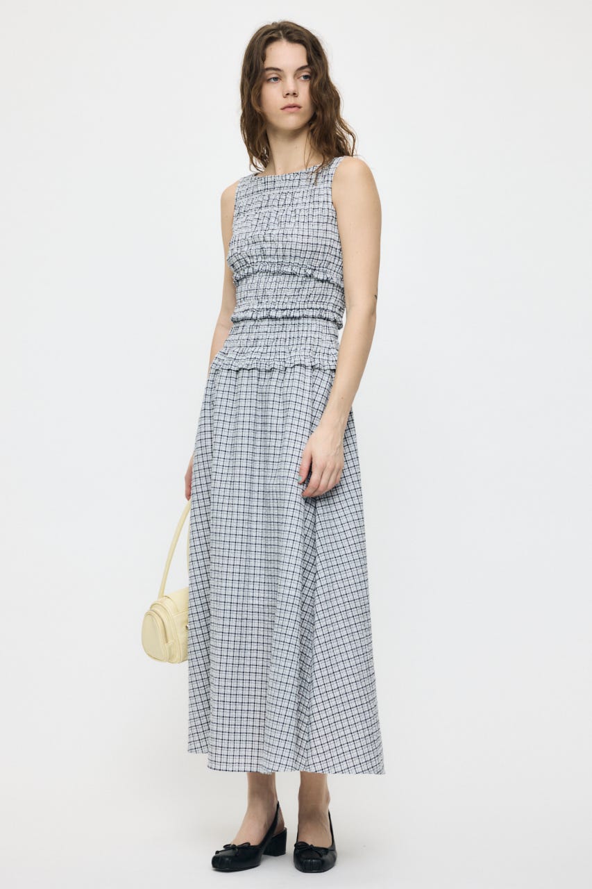 SLEEVELESS PLAID CHECK ドレス 柄WHT 1