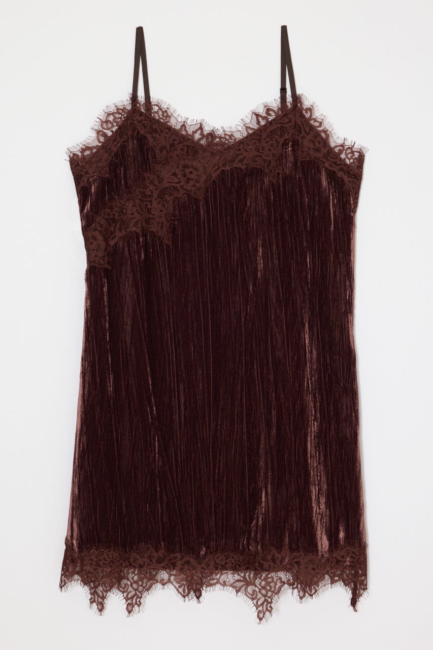 WASHER VELOUR SLIP MINI ドレス BRN FREE