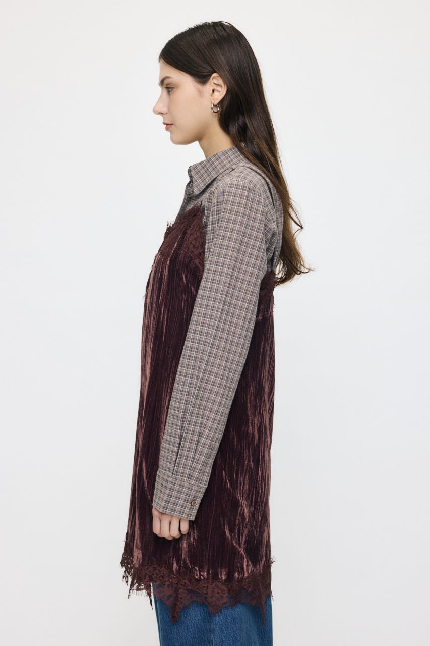 WASHER VELOUR SLIP MINI ドレス BRN FREE